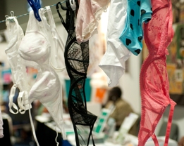 Lingerie hanging from a clothesline.
