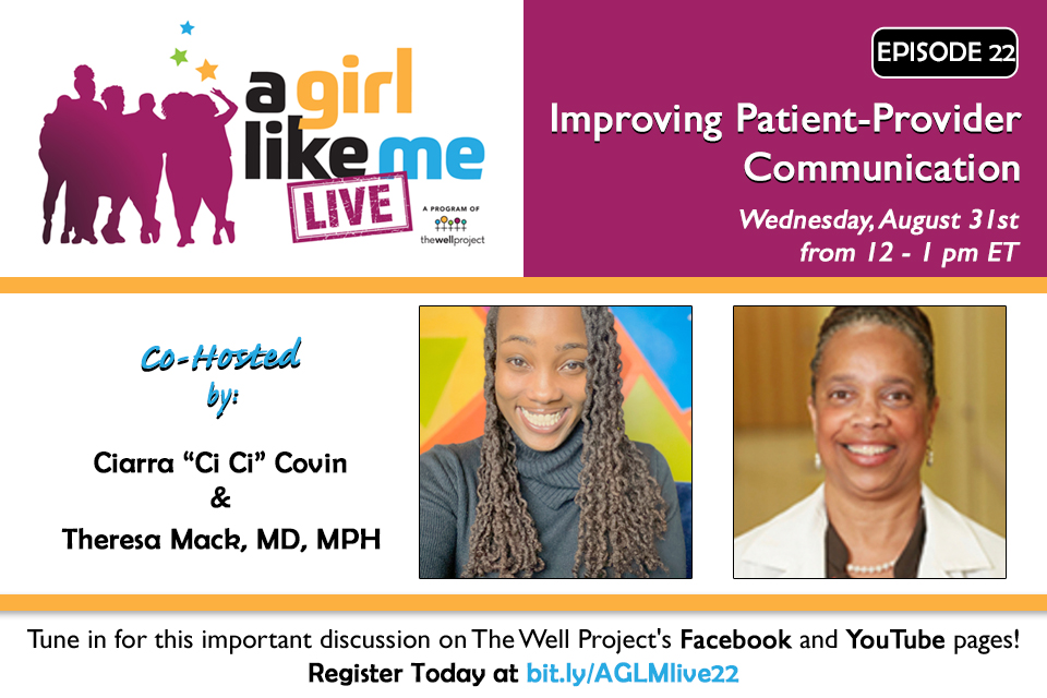 Ciarra "Ci Ci" Covin and Theresa Mack, MD, MPH, along with details for event.