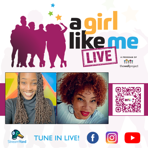 Flyer for A Girl Like Me LIVE event with headshots of Ciarra "Ci Ci" Covin and Bridgette Picou, as well as event details and a QR code to register.