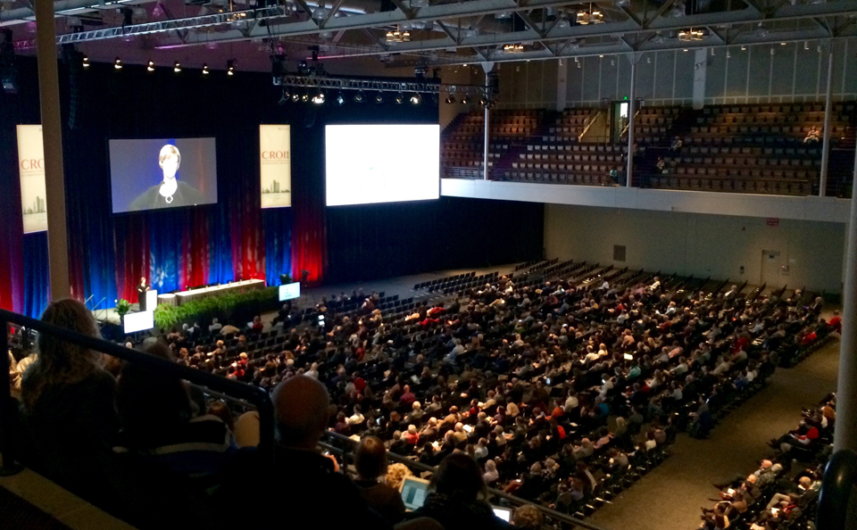 Aerial view: attendees seated at 2016 Conference on Retroviruses and Opportunistic Infections -CROI.