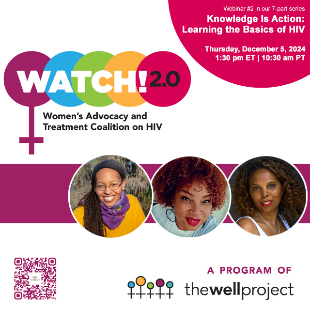 Flyer for WATCH! 2.0 (Women's Advocacy and Treatment Coalition on HIV) event.