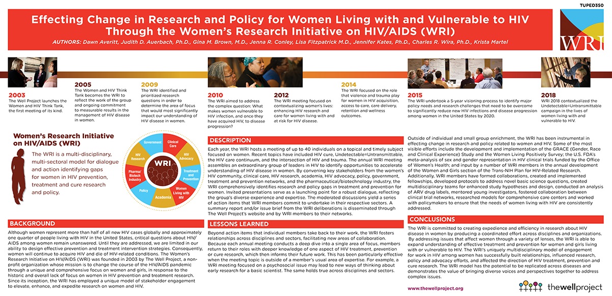 Poster: Effecting Change in Research and Policy for Women Living with and Vulnerable to HIV...