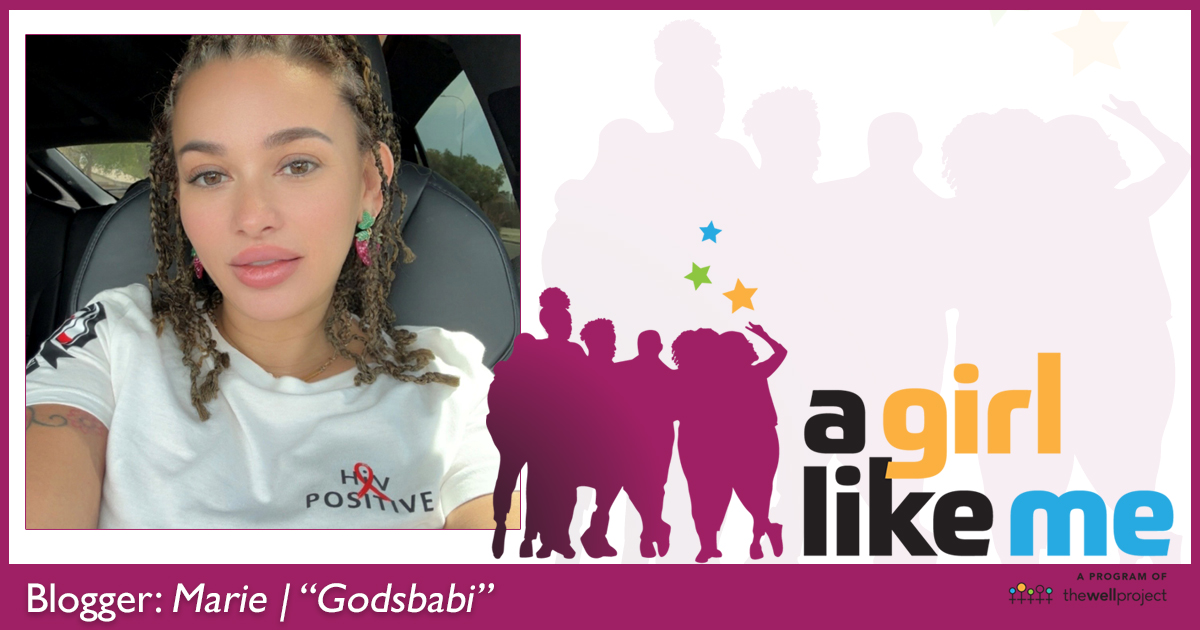Blogger Marie ("Godsbabi") and logo for A Girl Like Me.