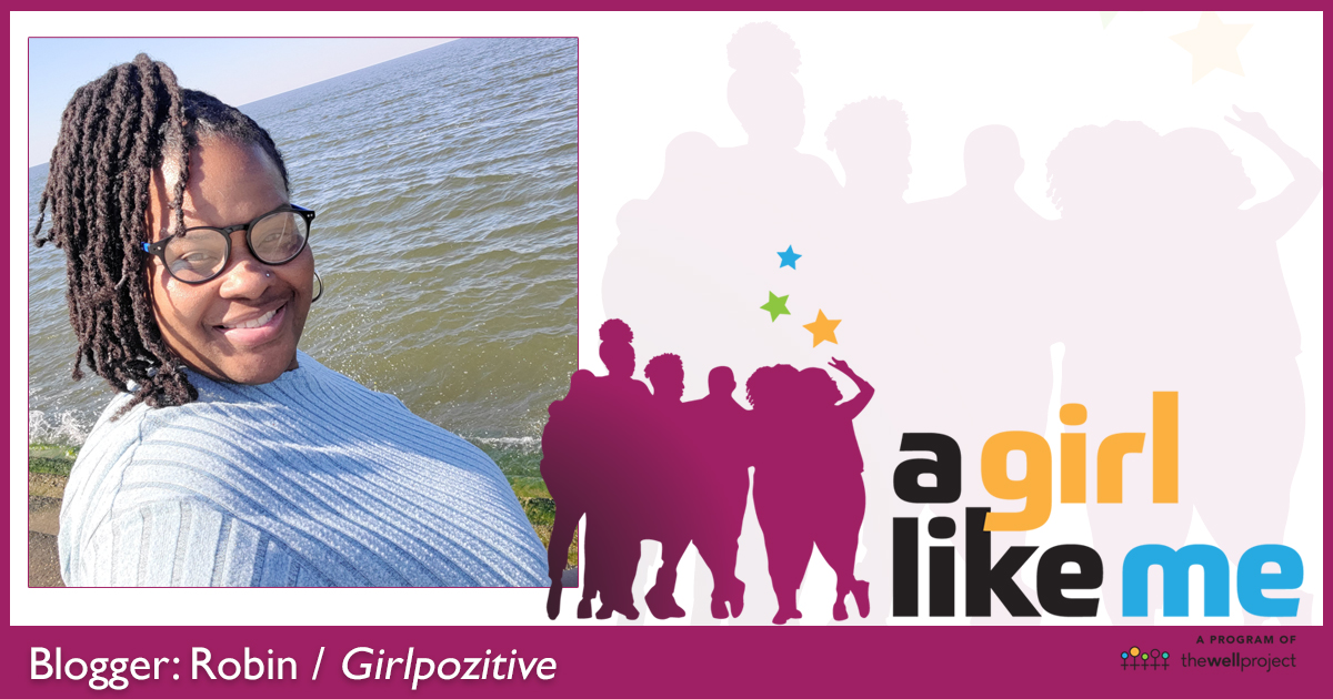 Blogger Robin (Girlpozitive) and logo for A Girl Like Me.