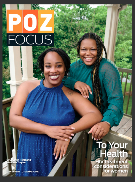 Cover of POZ FOCUS magazine with Ciarra "Ci Ci" Covin and Masonia Traylor.