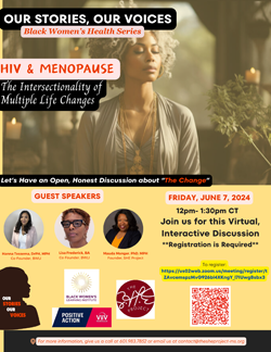 Flyer for HIV and Menopause event.