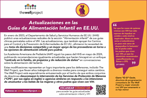 Frente de una postal sobre alimentación infantil.