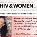 Headshot of Katie Willingham and logos for The Well Project and International Workshop on HIV & Women.