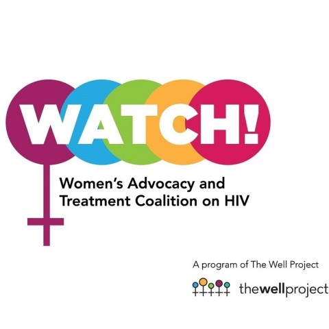 Logo for WATCH (Women's Advocacy & Treatment Coalition on HIV) with woman symbol & colorful circles.