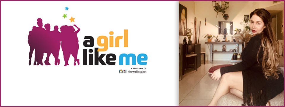 Maria Mejia and logo for A Girl Like Me.