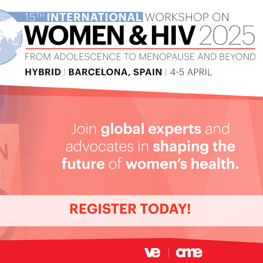 Flyer for International Workshop on Women and HIV 2025.